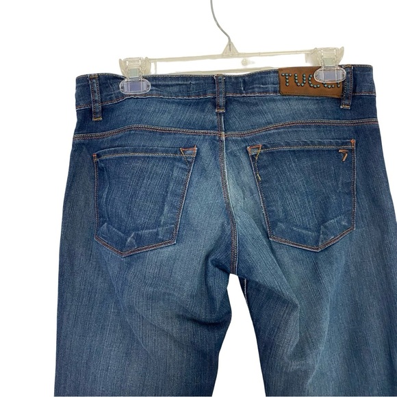 Tucci Slim Straight Jeans Womens Size 28 Tall Mid Low Rise Distressed Blue Denim - Picture 4 of 14